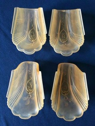 Set Of 4 Antique Art Deco Style Glass Slip Shade Light Lamp Shades 2