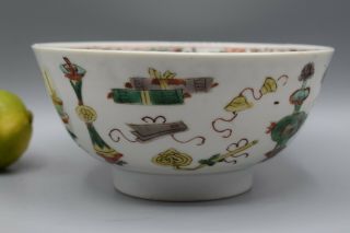 Antique Chinese Famille Verte Cup Bowl with precious objects Kangxi (1662 - 1722) 5
