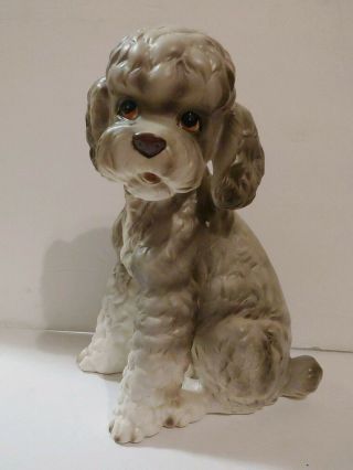 Vintage Large Lefton Poodle Dog Figurine Japan H 5221,  Gray,  Tall,  Gift Idea