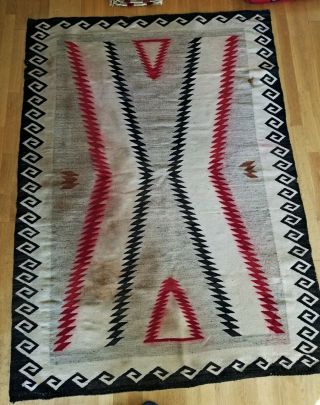 Antique Vintage Native American Indian Navajo Rug Weaving Blanket 4 