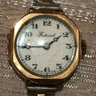 Vintage Federal 375 9ct Rose Gold Hallmarked Ladies Watch Swiss Made 15 Jewels