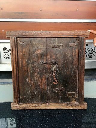 Ancient Wooden Hand Crafted Window Door Framed With Antique Iron Lock 3