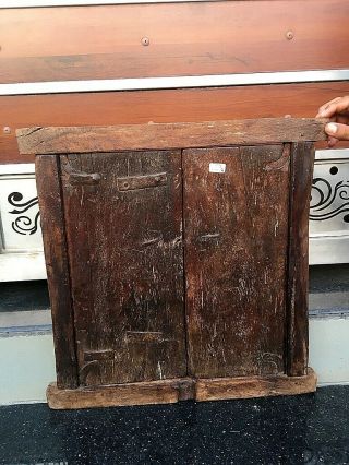Ancient Wooden Hand Crafted Window Door Framed With Antique Iron Lock 5