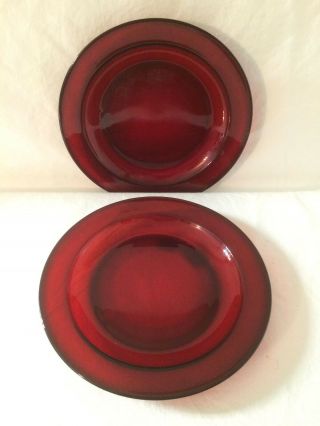 Arcoroc Vintage France Ruby Red Salad Dessert Plates Set 2