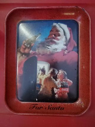 Vintage Coca Cola Santa Christmas Metal Serving Tray