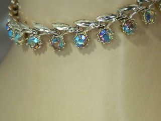 Great Blue Ab Rhinestone Vintage 50s Necklace 309jn0