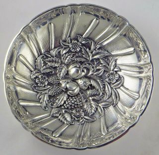 S.  KIRK & SON ' S STERLING SILVER FLORAL REPOUSSE BASKET/CANDY DISH C.  1903 3