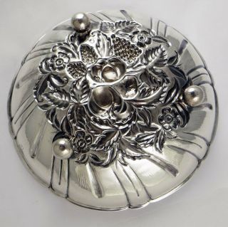 S.  KIRK & SON ' S STERLING SILVER FLORAL REPOUSSE BASKET/CANDY DISH C.  1903 4