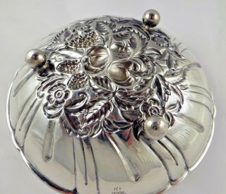 S.  KIRK & SON ' S STERLING SILVER FLORAL REPOUSSE BASKET/CANDY DISH C.  1903 5