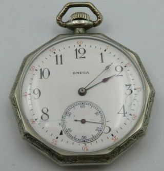 Antique Omega 15 Jewel Size 12 Pocket Watch Vintage Order Silver 5