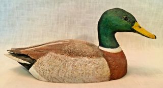 Vintage Hand - Painted Mallard Duck Carving George P.  Schmezer 374 - 86 Signed