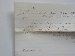 Civil War Letter 1862 Steamer Galena Hampton Roads Virginia Antique 1 VTG USA NR 3