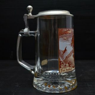 Vintage Heavy Glass Pewter Lidded Beer Stein Tankard The Falconer Der Falkner Fi