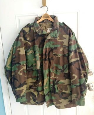 Vintage Us Army Military M - 65 Camouflage Cold Weather M65 Coat Large Reg