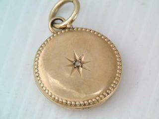 Antique Victorian Solid 10k Gold & Rose Cut Diamond Photo Locket Pendant