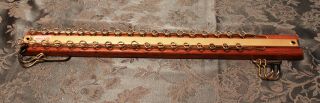 Vintage Mcm Wood & Brass 36 Hook Tie Rack With 4 Belt Holder Hooks - Wall Mount