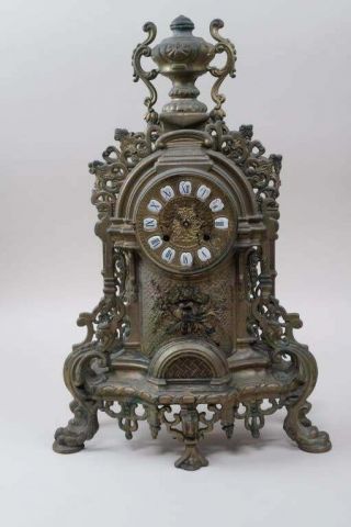 Antique European Bronze Mantle Clock
