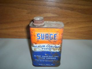 Vintage Surge 16oz Vacuum Control Fluid By Babson Bros Co Chicago Il Oil Can Tin