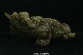 Chinese Natural Hetian Jade Carving Wealth Animal Golden Toad Spittor Statue