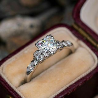 Antique Vintage Engagement Wedding Ring Fine 2.  11 Ct Vvs1 Diamond 14k White Gold
