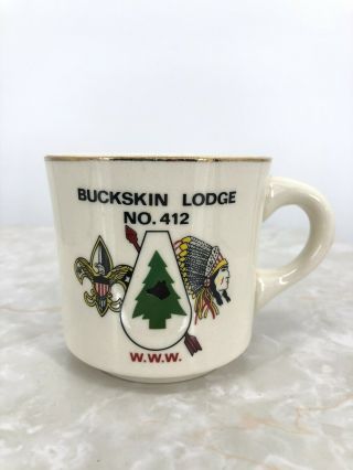 Vintage Boy Scout Bsa Coffee Cup Mug Buckskin Lodge No.  412