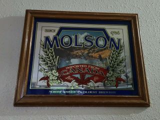 Vintage Molson Beer Ale Imported From Canada Sign Mirror 16 X 20