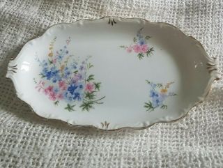 Vintage Queen Anne Fine Bone China England Spring Flowers Dish/sandwich