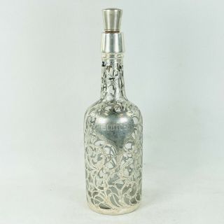 Antique Gorham Black Starr Frost Sterling Silver Overlay Scotch Decanter Bottle