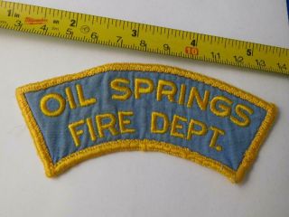 Oil Springs Fire Department Vintage Patch Badge Ontario Canada Firefighter