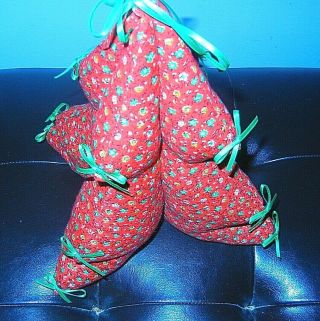 Vintage 3d Stuffed Fabric Christmas Tree Hand Crafted Plush Tabletop Red 10 "