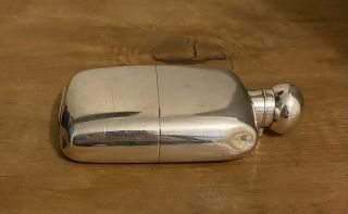 Antique Solid Silver Hip Flask With Cup Made In England London Hallmarks,  Heavy 5