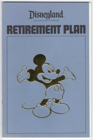 1970s Vintage Employee Booklet: " Disneyland Retirement Plan " - Illustrated