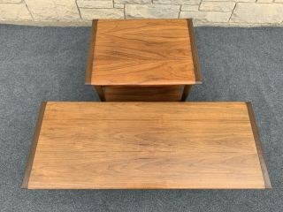 Set of Mid Century Modern Sears Walnut & Ash End & Surfboard Coffee Table 6