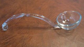 Vintage 13 In.  Long Clear Glass Punch Bowl Ladle W/ Single Pour Spout