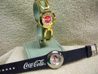 2 Vintage Coca Cola Advertising Watches,  Lisc.  & Dist.  By Coca Cola,  Both Run