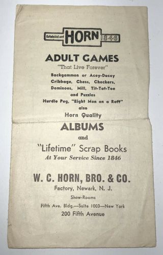 Vintage 1938 W.  C.  Horn Bro.  CO NO.  The Rules Of Chess Rule Booklet Adult Games 3