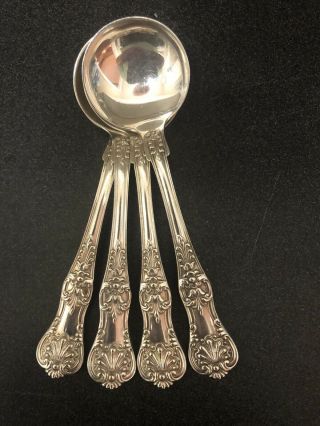 4 Tiffany English King Sterling Bouillon Spoons No Monogram