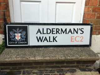 Vintage Enamel City Of London Street Road Sign Alderman 