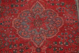 Vintage RED Traditional Floral Tebriz Area Rug Handmade Wool Oriental Carpet 3x5 4