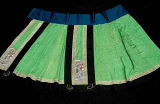An Antique Chinese Embroidered Green Silk Skirt
