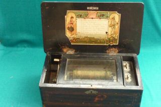 Antique Victorian 8 Tunes Air Cylinder Swiss Music Box A/f