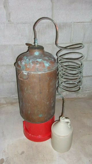 Antique - Copper - Moonshine Still - With Coil " Empty " Larger Size
