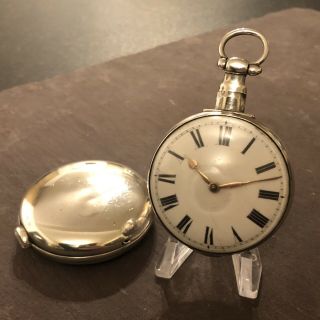 Antique 1824 London Pair Case Solid Silver Verge Fusee Pocket Watch Orde