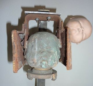 Vintage Industrial Copper Doll Head Mold Steampunk Industrial Decor