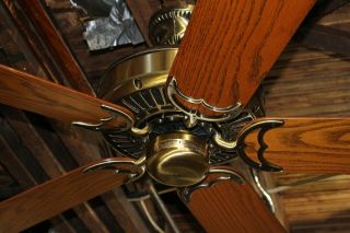 Restored Vintage Casablanca Panama 5 Antique Brass 50 " Ceiling Fan Made In Usa