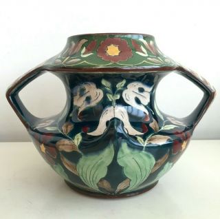 Royal Bonn Germany - Antique " Old Dutch " Pottery Vase Art Nouveau