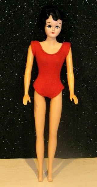 Rare Htf 1950s Barbie Type Clone Doll W/open Close Eyes Black Mohair Wig Unmark