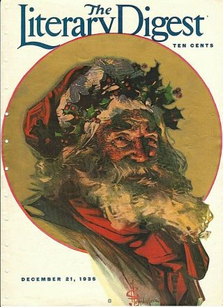 Vintage 1935 Christmas Santa Gold Art Cover By Heyendockers,  Movie Ad