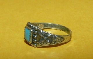 VINTAGE NATIVE NAVAJO FRED HARVEY ERA STERLING SILVER w/ TURQUOISE RING SIZE 4 3