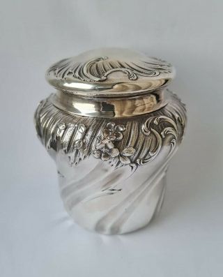 Decorative Antique French Solid Silver Tea Caddy Box C.  1900/ H 9 Cm/ 153 G